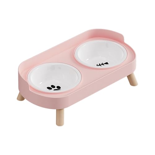 Futternapf aus Keramik mit doppeltem Futternapf, leicht zu reinigen, erhöhtes Design, für Hunde und Katzen, Keramiknapf von ZYMIADOU