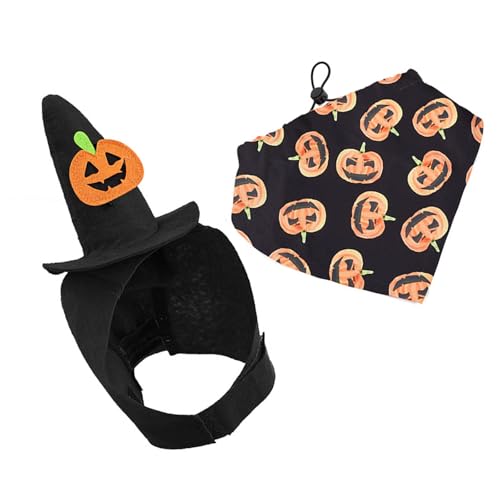 Haustier-Hexenhut mit Dreieckstuch aus Polyester, Halloween-Thema, Kostüm-Zubehör, Halstücher für Hunde, Festivals, Veranstaltungen, Halloween, Hundehut, Bandanas-Set Haustier-Hexenhut mit Dreieckstuch aus Polyester, Halloween-Thema, Kostüm-Zubehör, Halstücher für Hunde, Festivals, Veranstaltungen, Halloween, Hundehut, Bandanas-Set von ZYMIADOU
