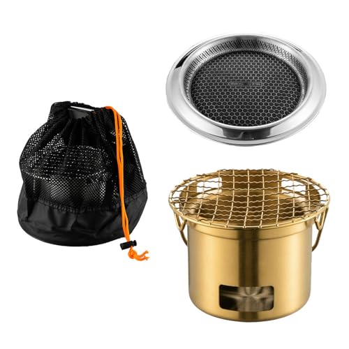 Metall Camping Ofen Brennen Tragbare Lagerfeuer Grills 304 Edelstahl Textur Geschenk für Camping-Enthusiasten Tragbares Grillen von ZYMIADOU