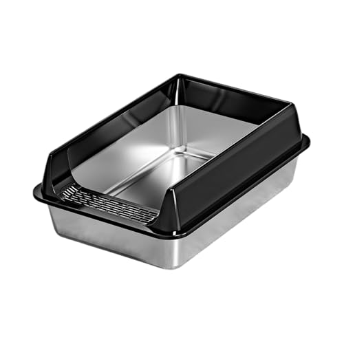 Moderne halb geschlossene Katzentoilette aus Edelstahl mit großem Raumluftzirkulationssystem für aktive Katzen, offene Katzentoilette von ZYMIADOU