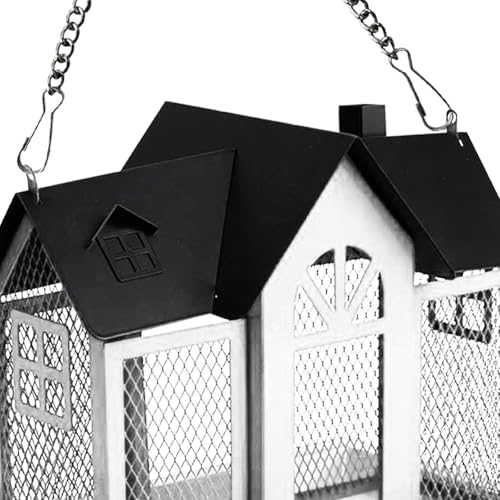 Strapazierfähiger Vogelfutterspender für den Außenbereich, Eichhörnchensicheres Design, breites Dach, großes Tablett, Metallaufhängung für Wildvögel, robustes Metall-Vogelfutterhaus von ZYMIADOU