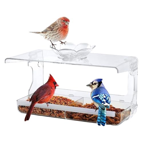 Transparente Vogelfutterstation mit Anti-Rutsch-Saugnapf-Befestigung, Fenster-Futterstation für Wohnungsvögel, Enthusiasten, Fenster-Futterstation von ZYMIADOU