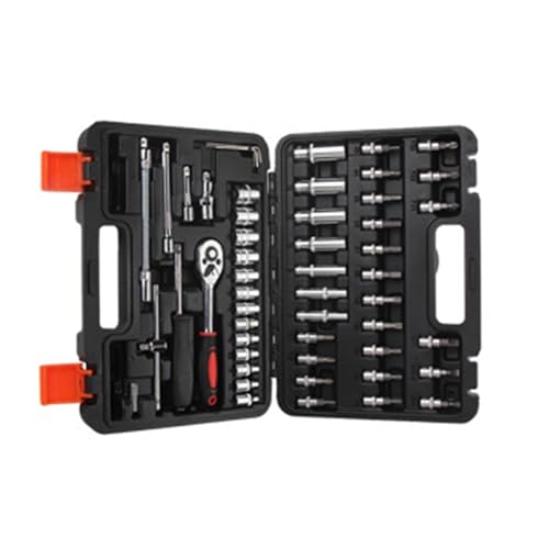ZYMIADOU 53-teiliges Ratschenschlüssel-Set, 6,35 mm (1/4 Zoll), inklusive Mehrfach-Bit-Stecknuss und Verlängerungsstange für Präzisions-Autoreparaturen, Präzisions-Dreh-Ratschenschlüssel von ZYMIADOU