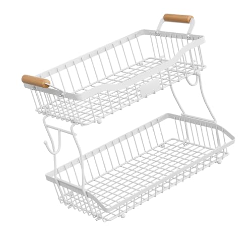 ZYMIADOU Stabiles Eisen-Doppelschicht-Küchenregal für Obst, Gemüse, tragbares Design, platzsparendes Metall-Küchenregal von ZYMIADOU