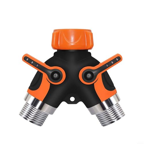 2-Wege-Y-Verteiler-Schlauchverbinder mit Komfortgriff-Absperrventilen für zuverlässige Wasserverteilung in der Gartenbewässerung (Orange) von ZYNCUE