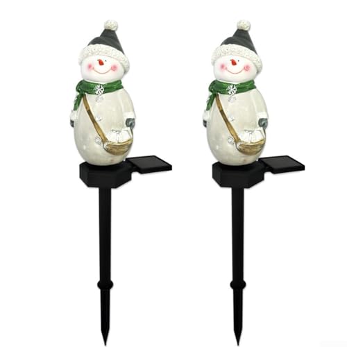 2 x Solar-Schneemann-Lichter für den Außenbereich, Rasen-Dekoration, charmante Urlaubsakzente für Ihren Garten oder Hof (Schneemann) von ZYNCUE