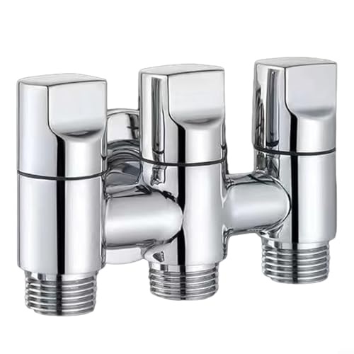 3-Wege-Duschumstellventil, Badezimmer, universeller Duschkopf-Splitter, Duscharm, Winkelventil, Stahl, Wasserumstellschalter, Ersatz für festen Sprühkopf (Silber) von ZYNCUE