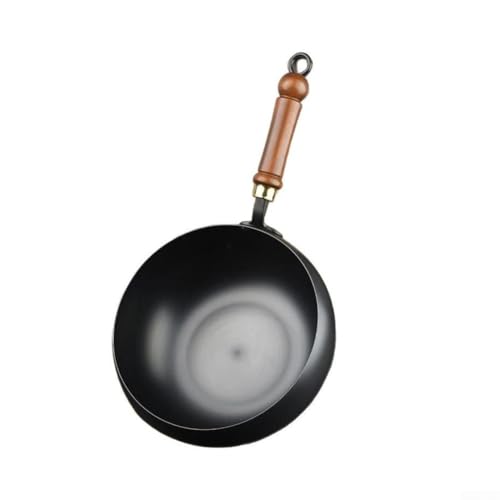 Authentischer nicht haftender Eisentopf mit Holzdeckel, 24 cm Durchmesser, für Zuhause zum Kochen (Holzdeckel) von ZYNCUE