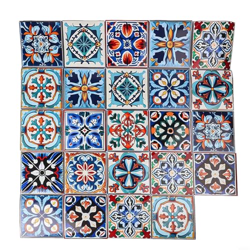 Dekorative Fliesenaufkleber im marokkanischen Stil, 24 selbstklebende PVC-Aufkleber für Renovierung (15 x 15 cm) von ZYNCUE