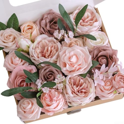 Dekorieren Sie mit staubigen rosa künstlichen Blumen, perfekt für Hochzeiten und Heim-Styling (Rot Rot) von ZYNCUE