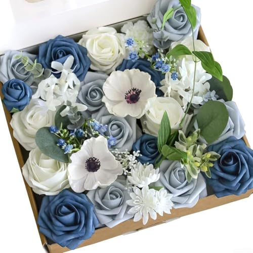 Dekorieren Sie mit staubigen rosa künstlichen Blumen, perfekt für Hochzeiten und Heim-Styling (blau) von ZYNCUE