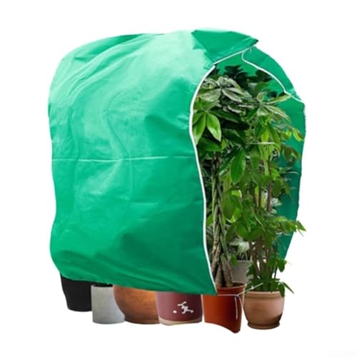 Dicker Vliesstoff Pflanzenabdeckung mit Reißverschluss und Kordelzug, bietet effektiven Winterschutz und Frostbeständigkeit für Outdoor-Pflanzen (300 x 300 cm, grün) von ZYNCUE