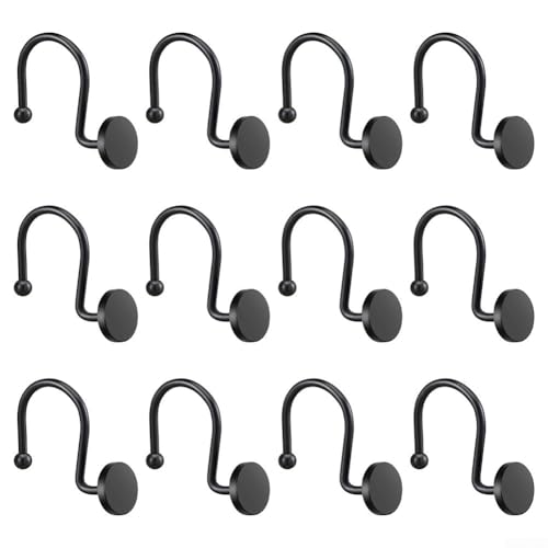Duschvorhanghaken aus Metall, starkes Design für sicheren Halt von Vorhängen, Schwarz Duschvorhanghaken aus Metall, starkes Design für sicheren Halt von Vorhängen, Schwarz von ZYNCUE