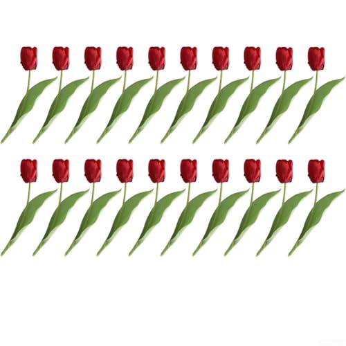 Künstliche Tulpen, Blumenstrauß mit flexiblen Drahtstielen für Heimdekoration, Hochzeit, Party und alltägliche Blumenarrangements, 20 Stück Künstliche Tulpen, Blumenstrauß mit flexiblen Drahtstielen für Heimdekoration, Hochzeit, Party und alltägliche Blumenarrangements, 20 Stück von ZYNCUE