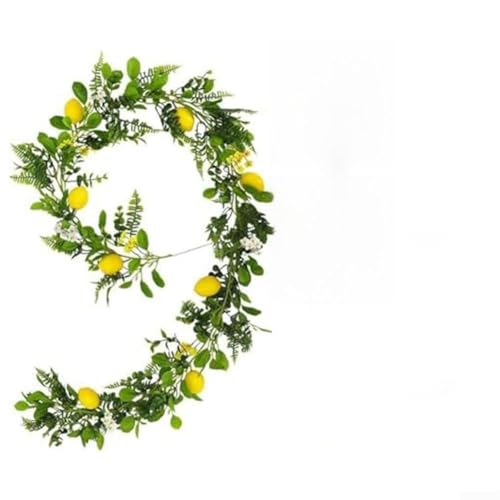 Künstliche Zitronen-Girlande mit realistischen Schaumstoff-Zitronen und Seidenblättern, flexible Ranke für Hochzeitsdekoration, Party-Hintergründe, Wandkunst und Küchenakzente, 1,5 m Künstliche Zitronen-Girlande mit realistischen Schaumstoff-Zitronen und Seidenblättern, flexible Ranke für Hochzeitsdekoration, Party-Hintergründe, Wandkunst und Küchenakzente, 1,5 m von ZYNCUE