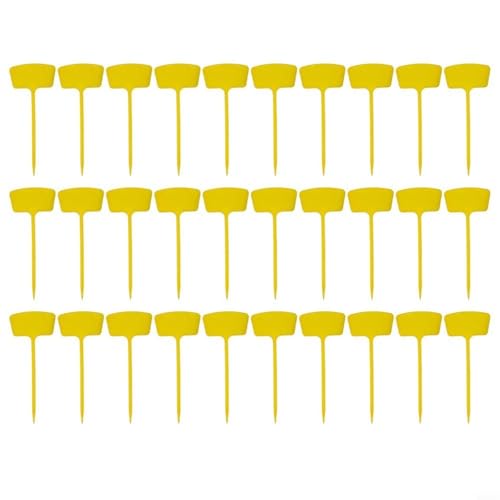 Kunststoff-Gartenpflanzen-Etiketten, 30 Stück, beschreibbar für den Außenbereich, entworfen für Pflanzenidentifizierung und für DIY-Garten oder Veranstaltungen im Freien (gelb) von ZYNCUE