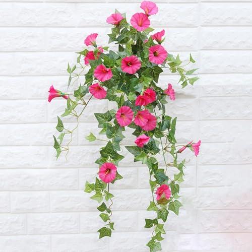 Lebendige Kunstseide Morning Glory Rebe für Innen- und Außendekoration (Rose Red) von ZYNCUE