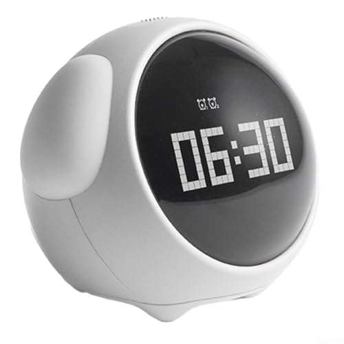 Niedlicher Design-Wecker, multifunktionale elektronische Uhr, ABS+PC+Silikagel-Material, Schlummerfunktion (weiß) von ZYNCUE