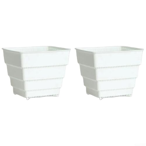 Quadratischer Blumentopf aus Kunststoff, 2er-Set mit atmungsaktiven Wurzelbelüftung und Drainagelöchern zur Unterstützung des Pflanzenwachstums und einfacher Pflege in Gärten oder Häusern (15 cm weiß) Quadratischer Blumentopf aus Kunststoff, 2er-Set mit atmungsaktiven Wurzelbelüftung und Drainagelöchern zur Unterstützung des Pflanzenwachstums und einfacher Pflege in Gärten oder Häusern (15 cm weiß) von ZYNCUE