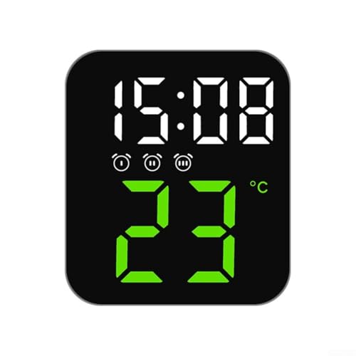 Temperaturanzeige, Wecker mit doppelter Montagemöglichkeit, ideal für jeden Wohnraum (grünes Licht) von ZYNCUE