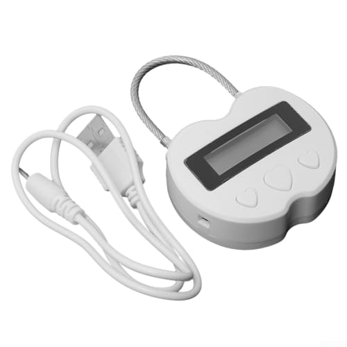 USB Wiederaufladbar für Smart Time Lock mit LCD Display Elektronischer Timer Entwickelt für Reisen, Maximale Einstellung von 99 Stunden 59 Minuten (Weiß) von ZYNCUE