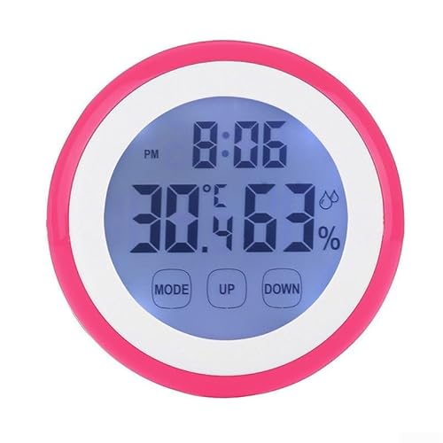 Wanduhr mit digitaler Temperatur- und Luftfeuchtigkeitsmessung, für den Innenbereich (rot) von ZYNCUE