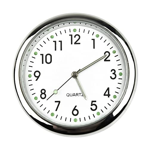 ZYNCUE 1/2 Stück tragbare Auto-Uhr, Mini-Leuchten, für Armaturenbrett, Lüftungsschlitz, zum Aufkleben, Zeituhr, Quarz-Analoguhr, Weiß von ZYNCUE