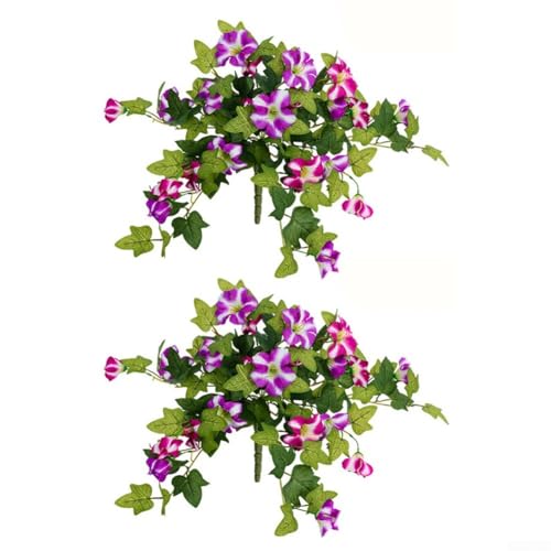 ZYNCUE 2 Stück künstliche Kunstblumen für den Außenbereich, Frühlings-Kunst-Petunien, Seidenblumen, Zubehör, Heimdekorationen für Garten, Haustür (violett-rot) von ZYNCUE