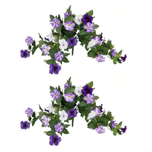 ZYNCUE 2 Stück künstliche Kunstblumen für den Außenbereich, Frühlings-Kunst-Petunien, Seidenblumen-Zubehör, Heimdekorationen für Garten, Haustür (lila) von ZYNCUE