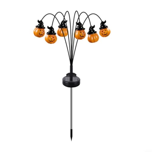 ZYNCUE 4 Stück Solarleuchten für den Außenbereich, solarbetriebene Kürbislichter für Halloween-Garten mit animierten Zweigen und wasserdichten Pfählen von ZYNCUE