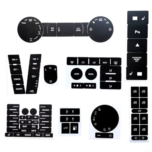 ZYNCUE Button Decals Aufkleber für Touareg 2004-2009 Radio Navigation Button Reparaturset Aufkleber Aufkleber Interieur Bedienfeld Overlay Set von ZYNCUE