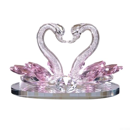 ZYNCUE Kristall-Doppelschwan-Modell-Ornamente, Kristallschwan, Hochzeit für Paare, klare Figur, Ornamente für Wohnzimmer, Schlafzimmer, 15 x 10 x 8 cm (rosa) von ZYNCUE