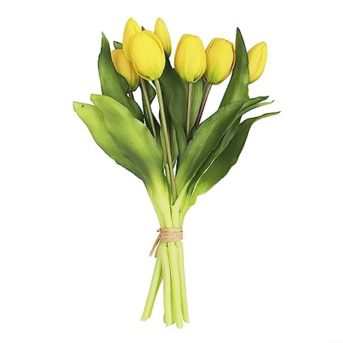 ZYNCUE Künstliches Tulpenbündel mit 7 Tulpen, Gefälschter Tulpenstrauß für Hochzeitsdekoration (Gelb) von ZYNCUE