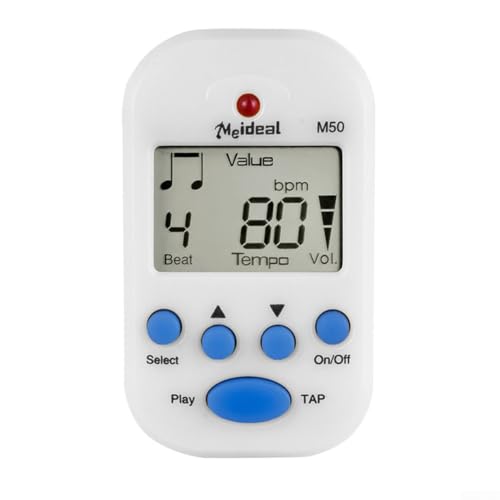 ZYNCUE M50 Digitales Metronom Mini Clip On LCD Display für Gitarre Violine Bass mit Tap Funktion 30-280 BPM (weiß) von ZYNCUE