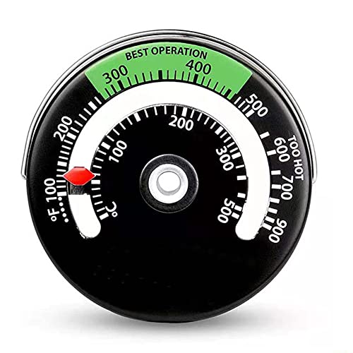 ZYNCUE Magnetisches Herdthermometer, Feuerofen-Thermometer, Messgerät für Holzscheite, Kaminofen, Temperaturmesser für Ofen, Herd, Rauchrohr usw. 0–500 Grad Celsius, 6,3 cm von ZYNCUE
