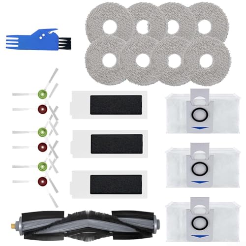 Kit d'accessoires compatible avec aspirateur pour Deebot T20 Omni, pièces de rechange avec 1 brosse principale, 6 brosses latérales, 3 filtres, 3 sacs à poussière, 8 lingettes noires, 1 brosse von ZYNCUE