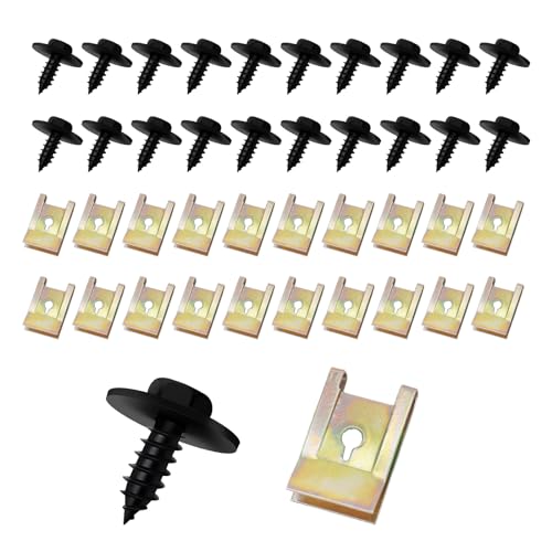 ZYNERY 40 Stück Blechmutter Schraube Mutter Clip Kit, Edelstahl Blechmutter Set, Schraube Mutter Clip Schnappmutter Set, Feder Blechmutter Blechschrauben für Auto Motorrad (40 Stück) von ZYNERY