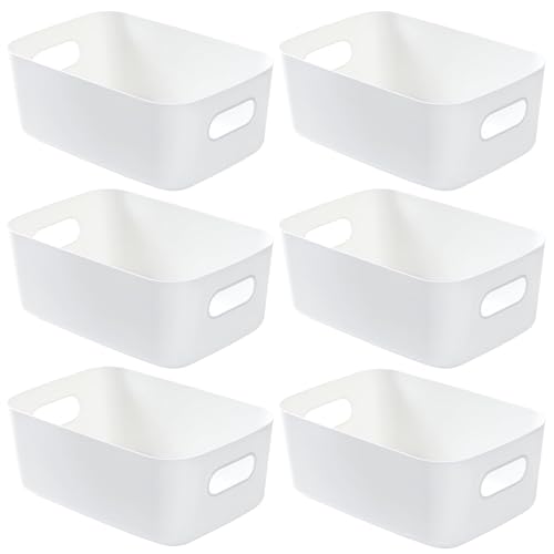 ZYNERY 6 Stück Weiß Aufbewahrungsbox, Kunststoff Aufbewahrungskorb mit Griffen, 25×17×10cm, Multifunktion Ordnungsbox Geeignet für Küche Bad Kleiderschrank ZYNERY 6 Stück Weiß Aufbewahrungsbox, Kunststoff Aufbewahrungskorb mit Griffen, 25×17×10cm, Multifunktion Ordnungsbox Geeignet für Küche Bad Kleiderschrank von ZYNERY