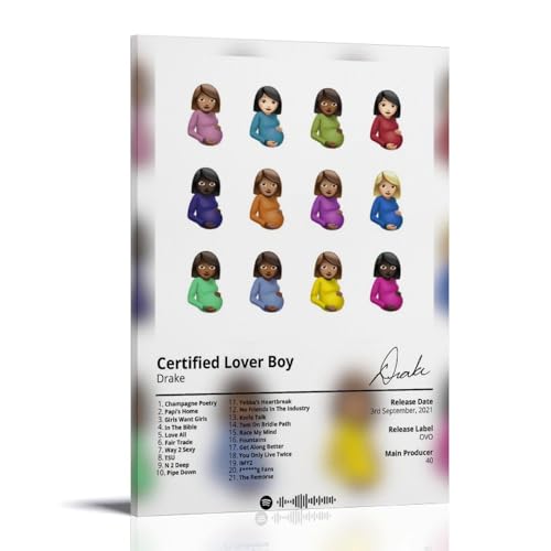 Drake Wasserfestes Poster, Motiv: Certified Lover Boy by Drake, für Wohnzimmer, Wand, Schlafzimmer, Dekoration, Heimbüro und Geschenkvorbereitung, exquisite Geschenke zum Verschenken an Menschen, 30 x von ZYNPCX