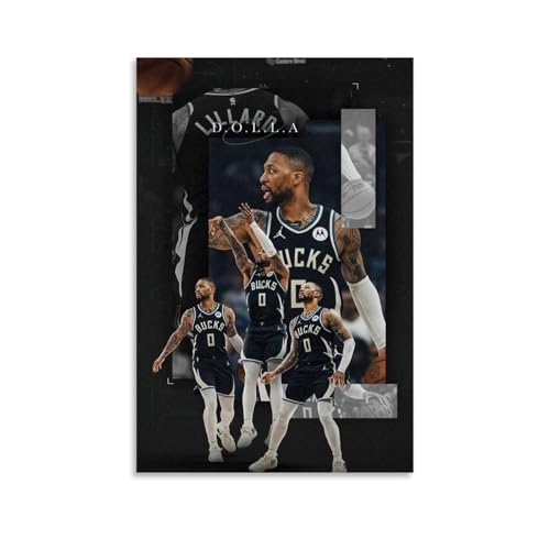 ZYNPCX Damian Lillard Wasserfestes Poster, Kunst, Wohnzimmer, Wand, Schlafzimmer, Dekoration, Heimbüro und Geschenkvorbereitung, exquisite Geschenke zum Verschenken an Menschen, 60 x 90 cm, Damian von ZYNPCX