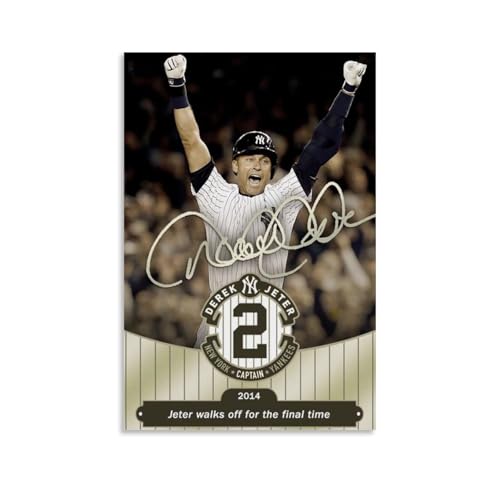 ZYNPCX Derek JeterWasserfestes Poster, Kunst, Wohnzimmer, Wand, Schlafzimmer, Dekoration, Heimbüro und Geschenkvorbereitung, exquisite Geschenke zum Verschenken an Menschen, 60 x 90 cm, Derek Jeter von ZYNPCX