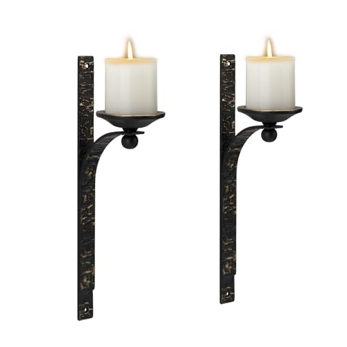 ZYOOO Wandkerzenhalter-Set(2er Set),Metall Schwarz Kerzenhalter auf rustikale,Wandleuchter,Vintage Wand Deko von ZYOOO lift