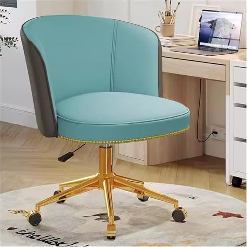 Drehbarer Akzentstuhl aus blauem Leder mit Rollen für Wohnzimmer, Schlafzimmer oder Heimbüro. Modernes Design mit mittlerer Rückenlehne, bequemer Schreibtischstuhl für Computeraufgaben Octopus feet von ZYSKABQ