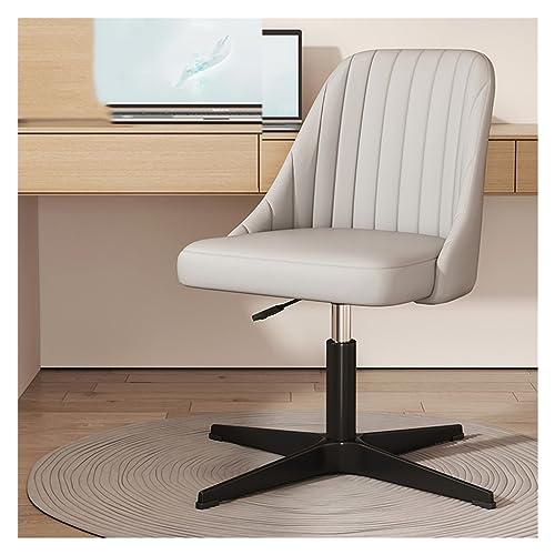 Moderner, armloser Heimbürostuhl aus PU-Leder mit gekreuzten Beinen und robustem Metallgestell. Ergonomischer Akzentstuhl mit dick gepolstertem Sitz, Drehfunktion und grauer Farboption Octopus feet von ZYSKABQ