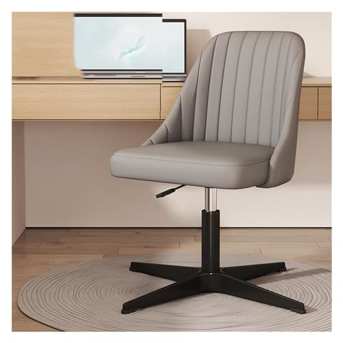 Moderner Drehstuhl aus Leder mit mittlerer Rückenlehne, bequemer Computer-Schreibtischstuhl für Büro oder Zuhause. Stilvoller Akzentstuhl mit robustem Metallgestell, ohne Rollen, mit gekreuzten von ZYSKABQ