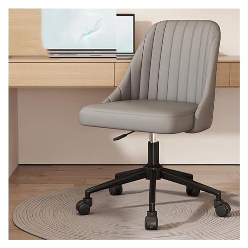 Moderner Drehstuhl aus Leder mit mittlerer Rückenlehne, bequemer Computer-Schreibtischstuhl für Büro oder Zuhause. Stilvoller Akzentstuhl mit robustem Metallgestell, ohne Rollen, mit gekreuzten von ZYSKABQ