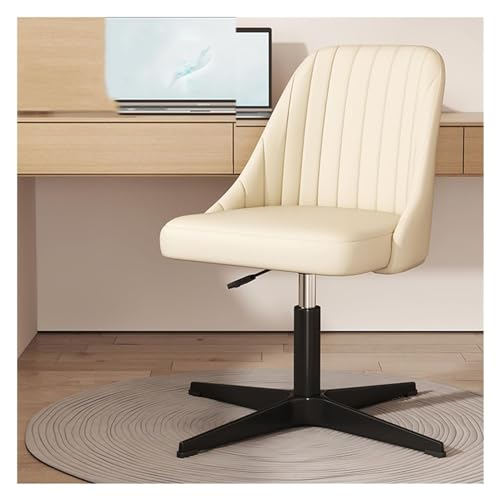 Moderner Drehstuhl aus Leder mit mittlerer Rückenlehne, bequemer Computer-Schreibtischstuhl für Büro oder Zuhause. Stilvoller Akzentstuhl mit robustem Metallgestell, ohne Rollen, mit gekreuzten von ZYSKABQ