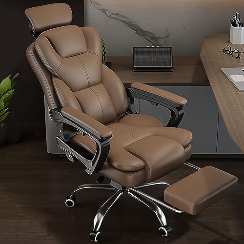 ZYSKABQ Drehbarer Schreibtischstuhl aus Leder mit hoher Rückenlehne, Beinstütze mit Lordosenstütze und Executive-Design Octopus feet von ZYSKABQ