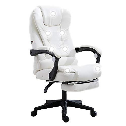 ZYSKABQ Ergonomischer Schreibtisch-Gaming-Stuhl aus Leder mit Fußstütze, 7-Punkt-hohe Rückenlehne, unterstützt bis zu 150 kg (braun) Oktopus-Füße von ZYSKABQ