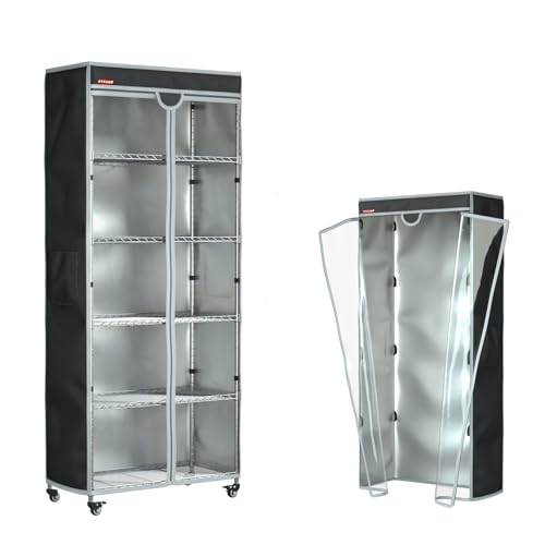 ZYSUOR Drahtregal-Abdeckung, 152,4 x 61 x 182,9 cm, robuste Regalabdeckung für große Regale, wasserdicht, staubdicht, transparente PVC-Vorderseite und T-Reißverschluss für Lagerregal (ohne Regale von ZYSUOR